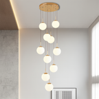 Cascading Glass Globe Chandelier with 10 Lights, Adjustable