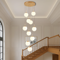 Cascading Glass Globe Chandelier with 10 Lights, Adjustable