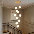 Cascading Glass Globe Chandelier with 10 Lights, Adjustable