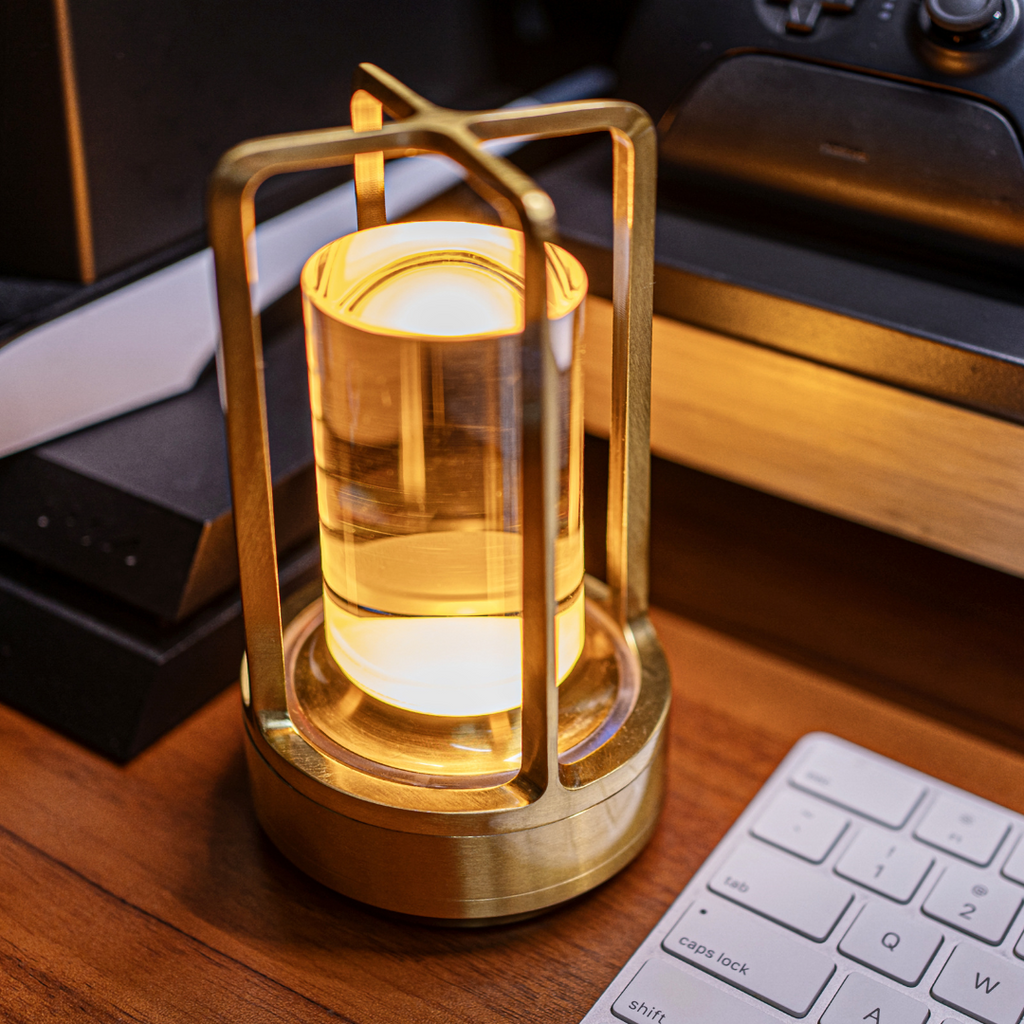 Cordless Crystal Glass Lantern Table Lamp, Dimmable IP65