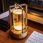 Cordless Crystal Glass Lantern Table Lamp, Dimmable IP65