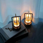 Cordless Crystal Glass Lantern Table Lamp, Dimmable IP65