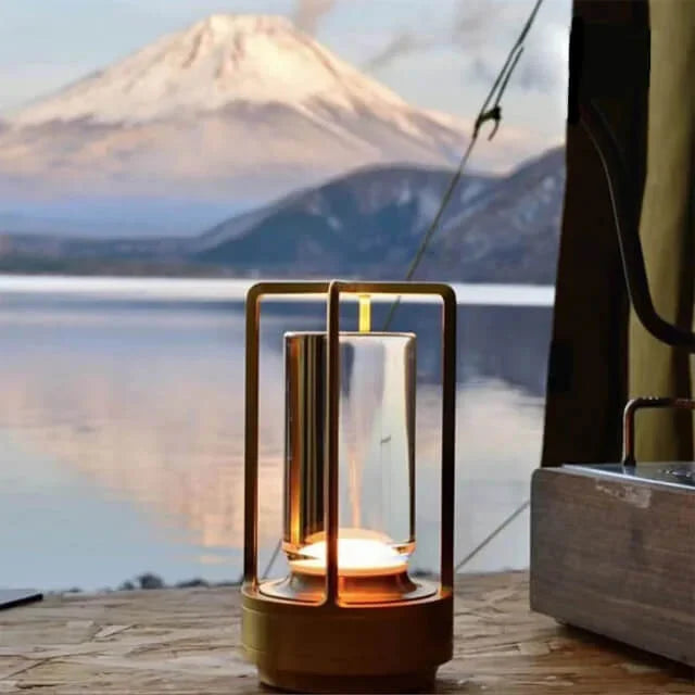 Cordless Crystal Glass Lantern Table Lamp, Dimmable IP65