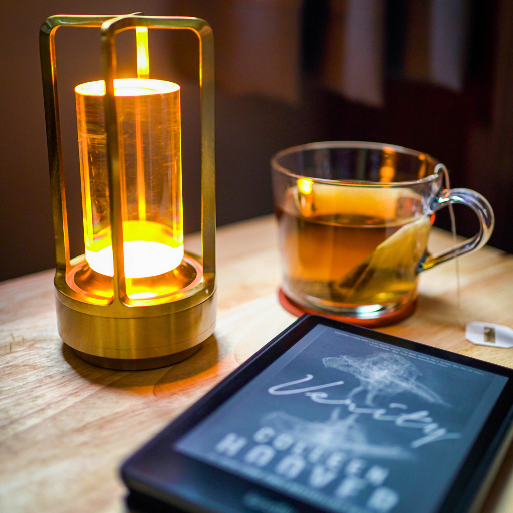 Cordless Crystal Glass Lantern Table Lamp, Dimmable IP65