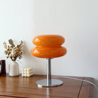 Glass Egg Table Lamp, Dimmable with Rotary Knob, Iron Base