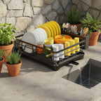 Dish Drainer Rack with Built-In Drip Tray, 42 cm Wide