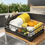 Dish Drainer Rack with Built-In Drip Tray, 42 cm Wide