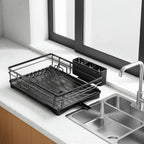 Dish Drainer Rack with Built-In Drip Tray, 42 cm Wide