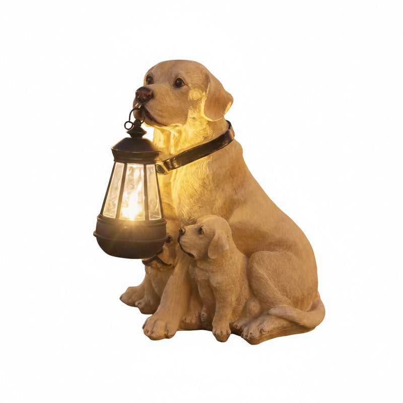 Solar Dog Statue Garden Light with Lantern, Five Breeds