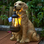Solar Dog Statue Garden Light with Lantern, Five Breeds