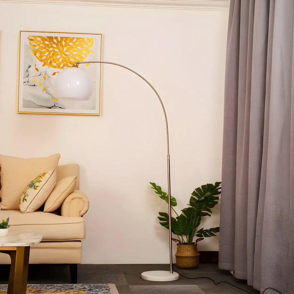 Arc Floor Lamp with Acrylic Dome Shade, 220cm, 90cm Reach