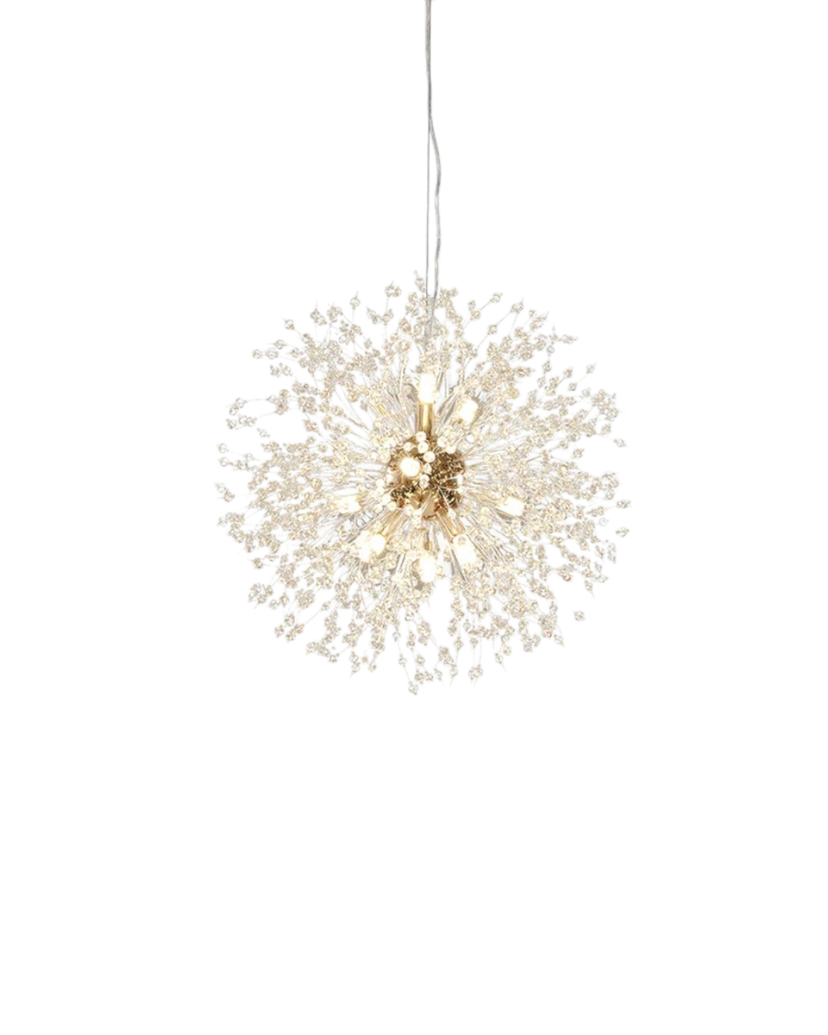 Star-Shaped Metal Branch Chandelier, Gold or Silver, 40-60cm