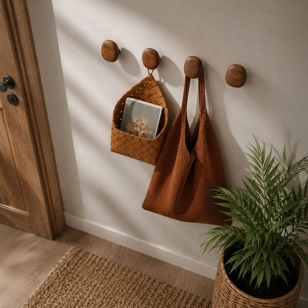 Organic Wooden Wall Hooks, Set of 4 in Walnut or Beech