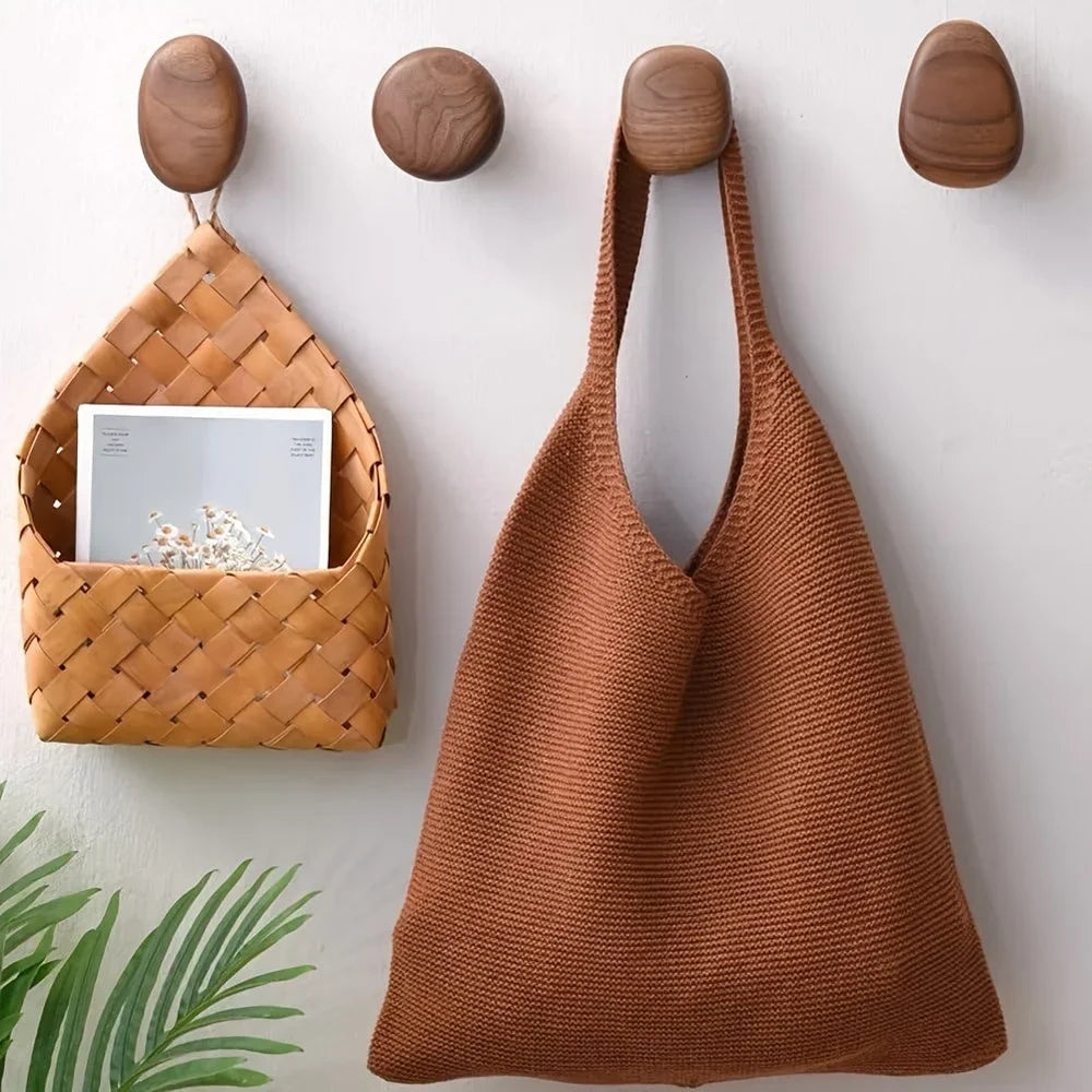 Organic Wooden Wall Hooks, Set of 4 in Walnut or Beech