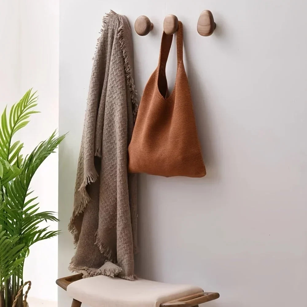 Organic Wooden Wall Hooks, Set of 4 in Walnut or Beech