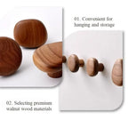 Organic Wooden Wall Hooks, Set of 4 in Walnut or Beech