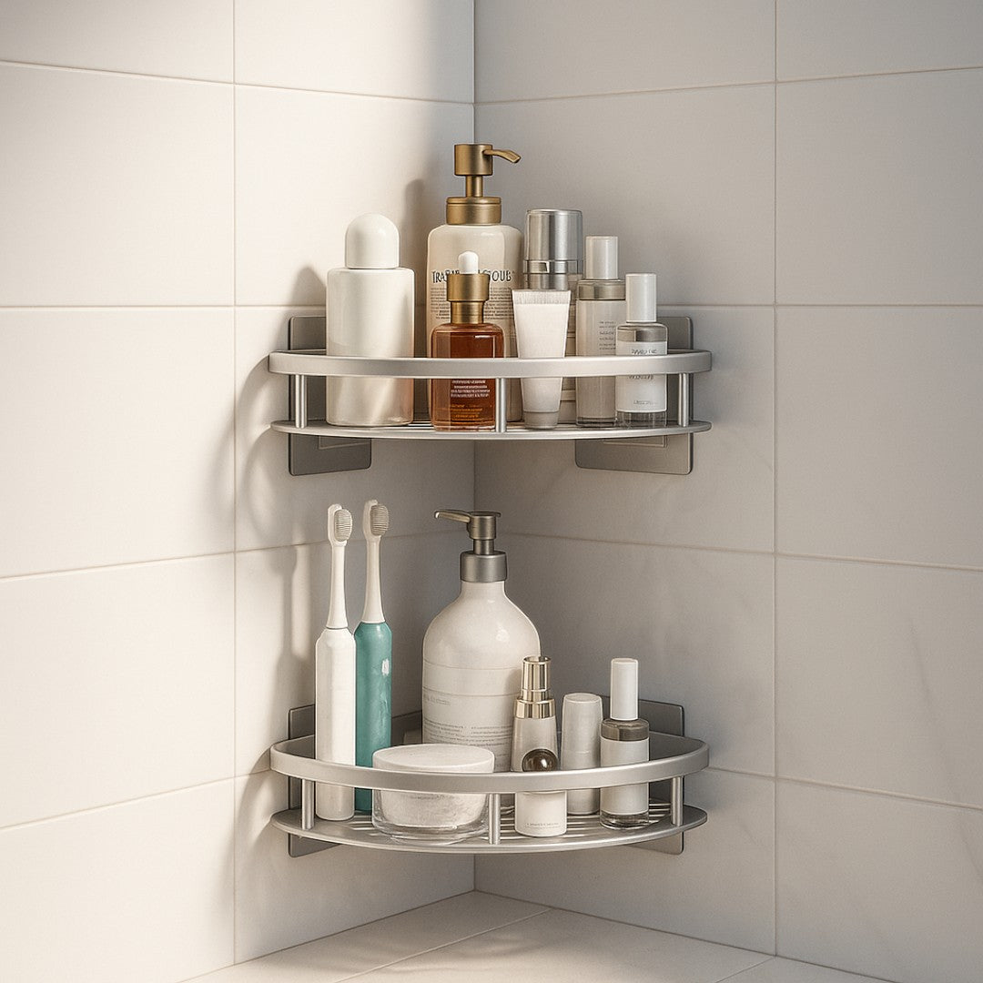 Self-Adhesive Aluminium Shower Shelf with Removable Hook