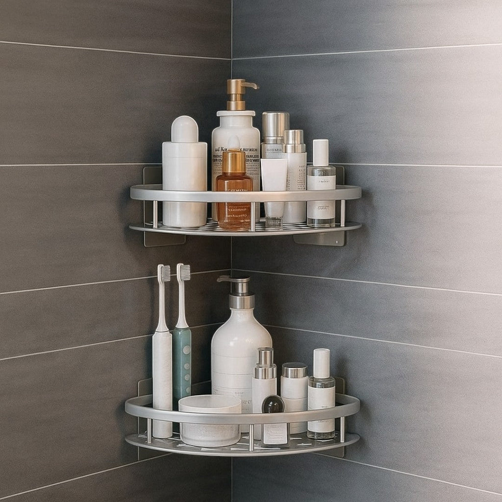 Self-Adhesive Aluminium Shower Shelf with Removable Hook