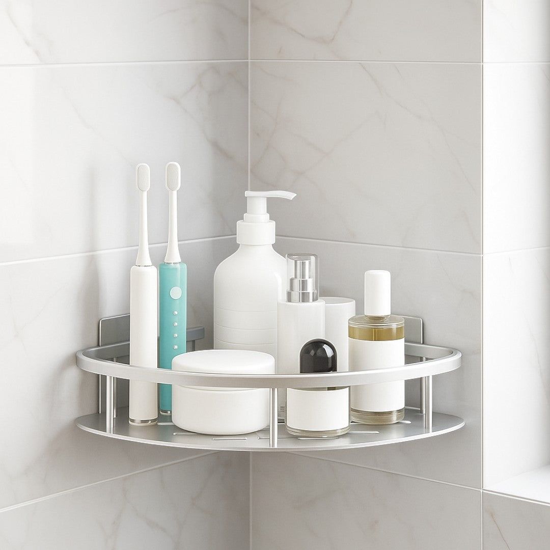 Self-Adhesive Aluminium Shower Shelf with Removable Hook