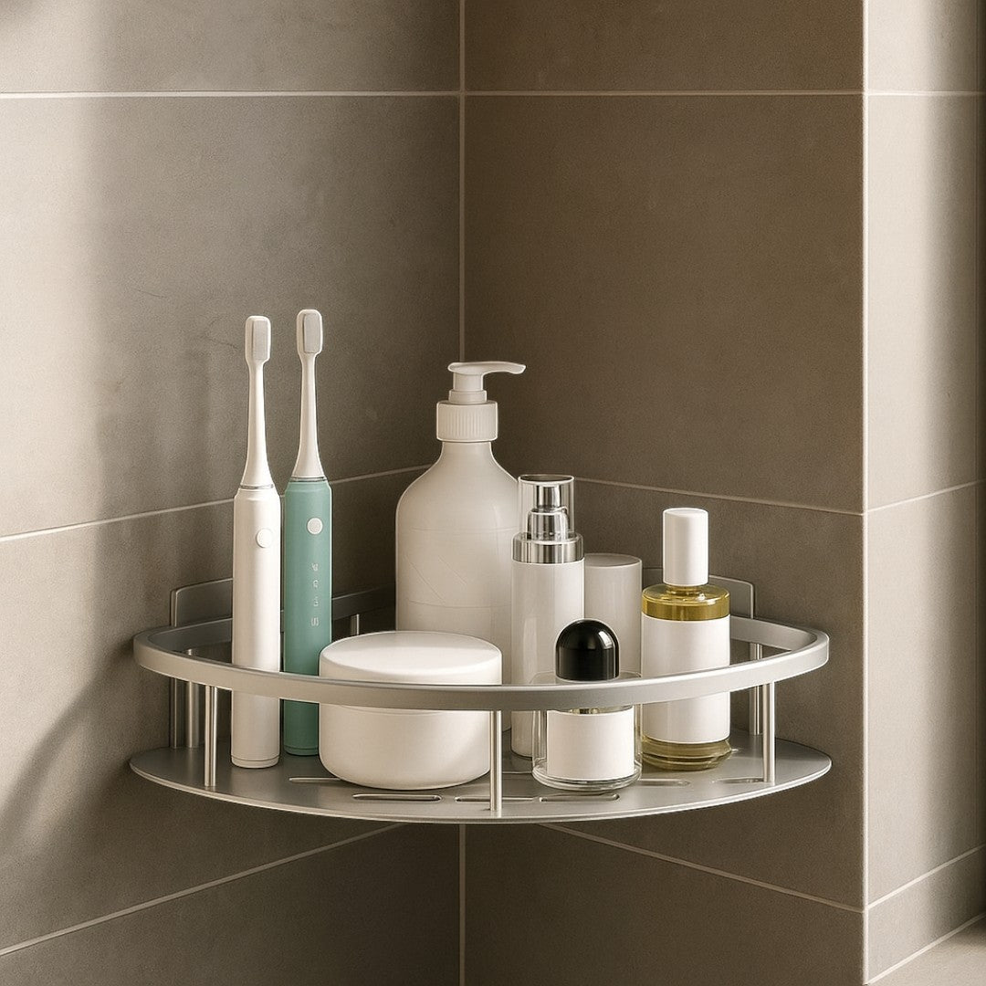 Self-Adhesive Aluminium Shower Shelf with Removable Hook