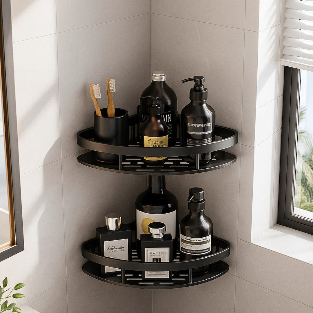 Self-Adhesive Aluminium Shower Shelf with Removable Hook