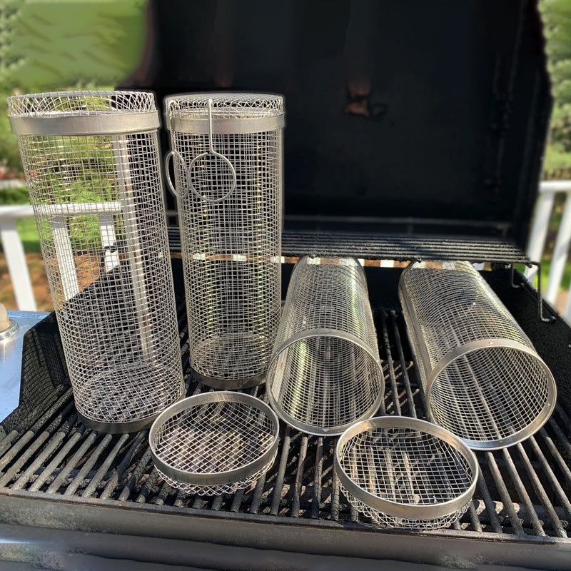Rotating Stainless Steel BBQ Grill Basket, 360 Degrees