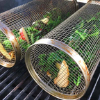 Rotating Stainless Steel BBQ Grill Basket, 360 Degrees