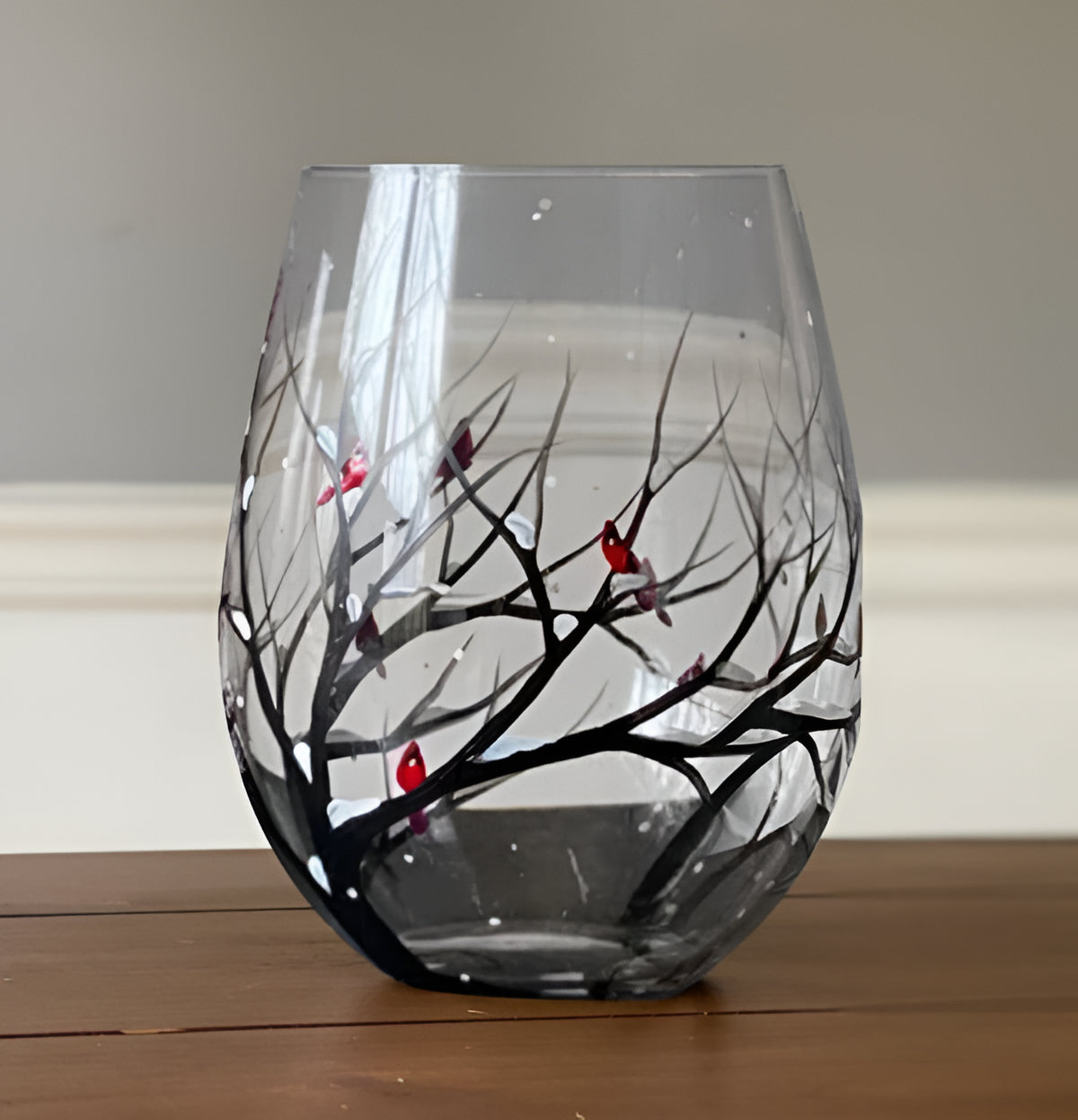 Hand-Painted Four Seasons Wine Glasses, 350ml, Stem or Stemless