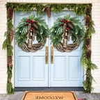 Rustic Christmas Wreath with Pine Cones and Gold Bells, 43cm