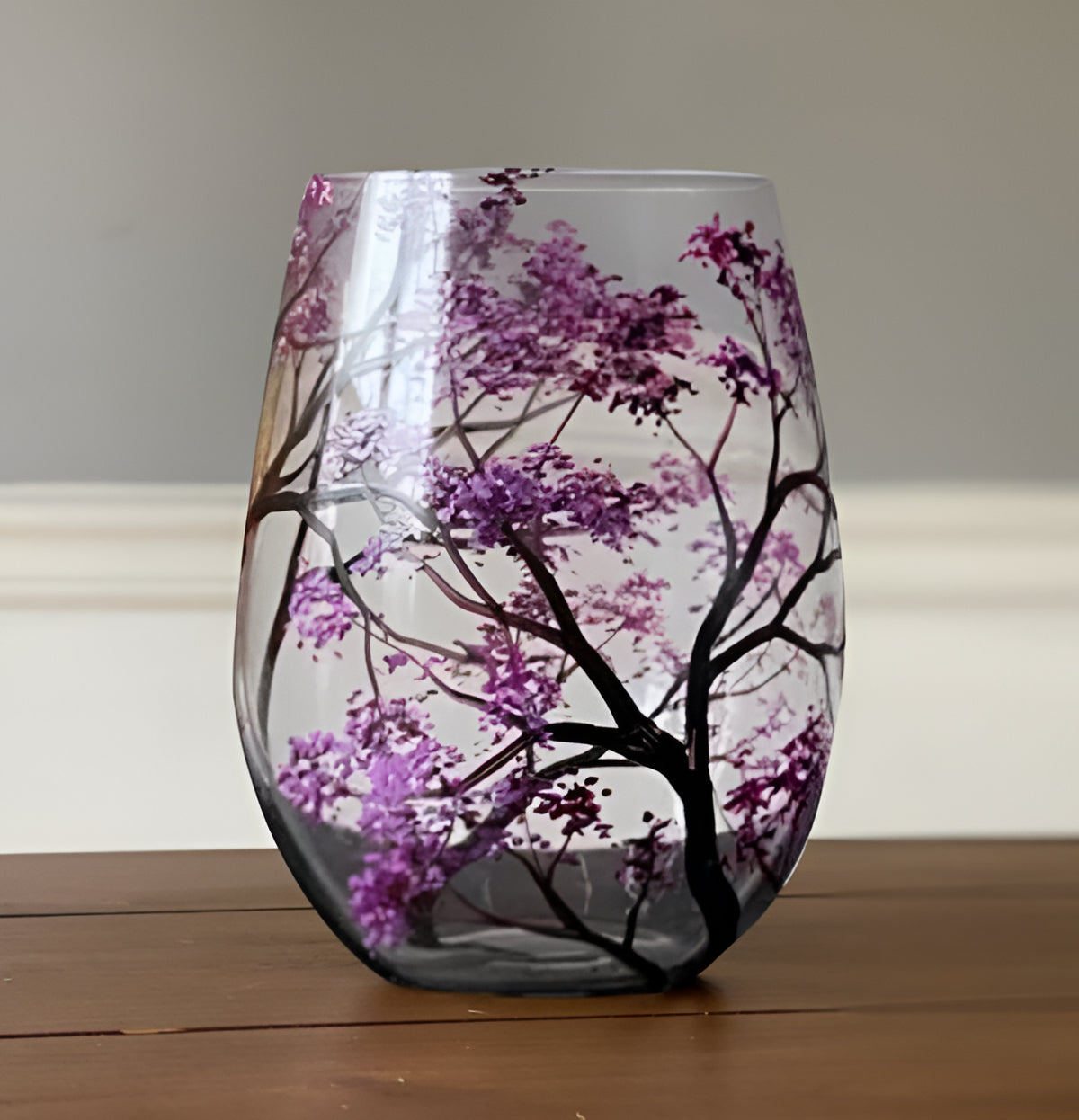Hand-Painted Four Seasons Wine Glasses, 350ml, Stem or Stemless