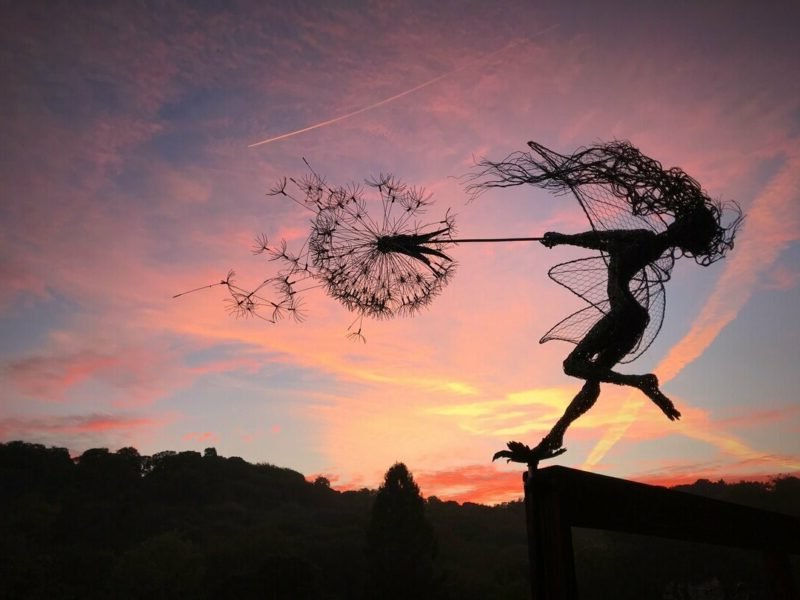 Metal Garden Stake with Fairy and Dandelion Design, 65cm Tall