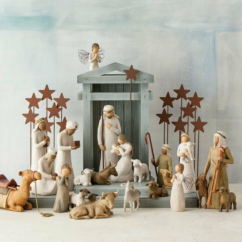 Wooden Nativity Set, 20 Pieces with Stable and Figures