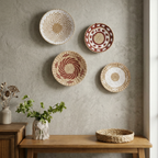 Woven Boho Wall Basket with Spiral Pattern and Jute Cord
