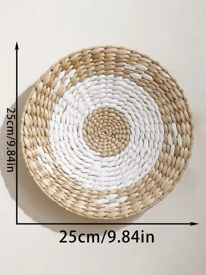 Woven Boho Wall Basket with Spiral Pattern and Jute Cord