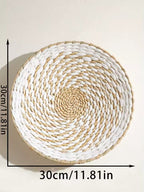 Woven Boho Wall Basket with Spiral Pattern and Jute Cord