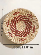 Woven Boho Wall Basket with Spiral Pattern and Jute Cord