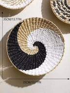 Woven Boho Wall Basket with Spiral Pattern and Jute Cord