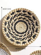 Woven Boho Wall Basket with Spiral Pattern and Jute Cord