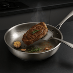 Uncoated Tri-Ply Stainless Steel Frying Pan, Hammered