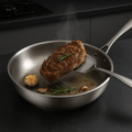 Uncoated Tri-Ply Stainless Steel Frying Pan, Hammered