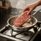 Uncoated Tri-Ply Stainless Steel Frying Pan, Hammered