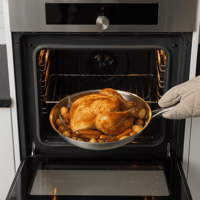 Uncoated Tri-Ply Stainless Steel Frying Pan, Hammered