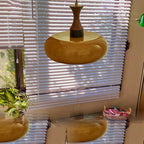 Glass and Wood Pendant Light with E27 Fitting, Retro Style
