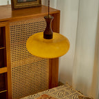 Glass and Wood Pendant Light with E27 Fitting, Retro Style
