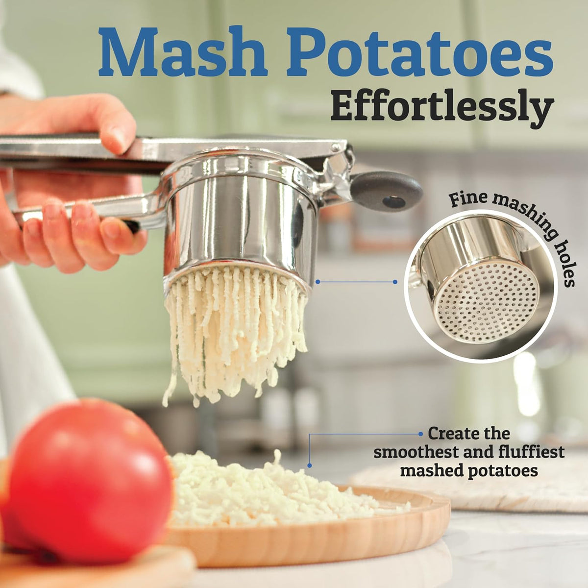 Heavy Stainless Steel Potato Masher, 425g, Dishwasher Safe
