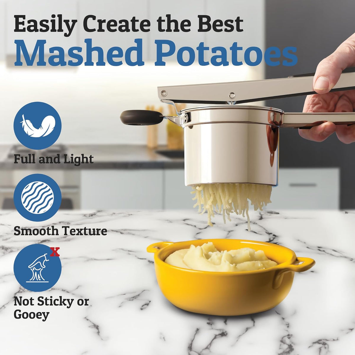 Heavy Stainless Steel Potato Masher, 425g, Dishwasher Safe