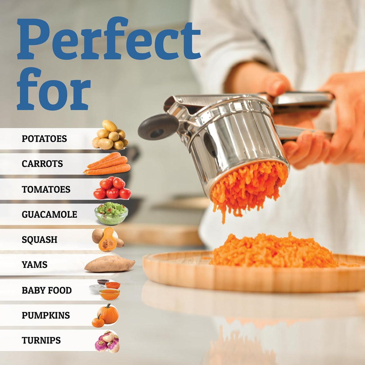 Heavy Stainless Steel Potato Masher, 425g, Dishwasher Safe