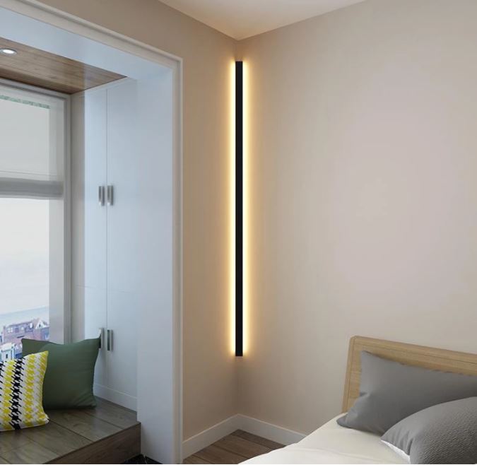 Linear LED Wall Light with Integrated Strip, Black or White