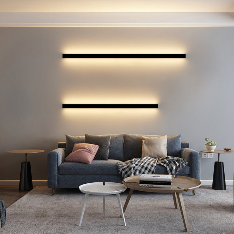 Linear LED Wall Light with Integrated Strip, Black or White