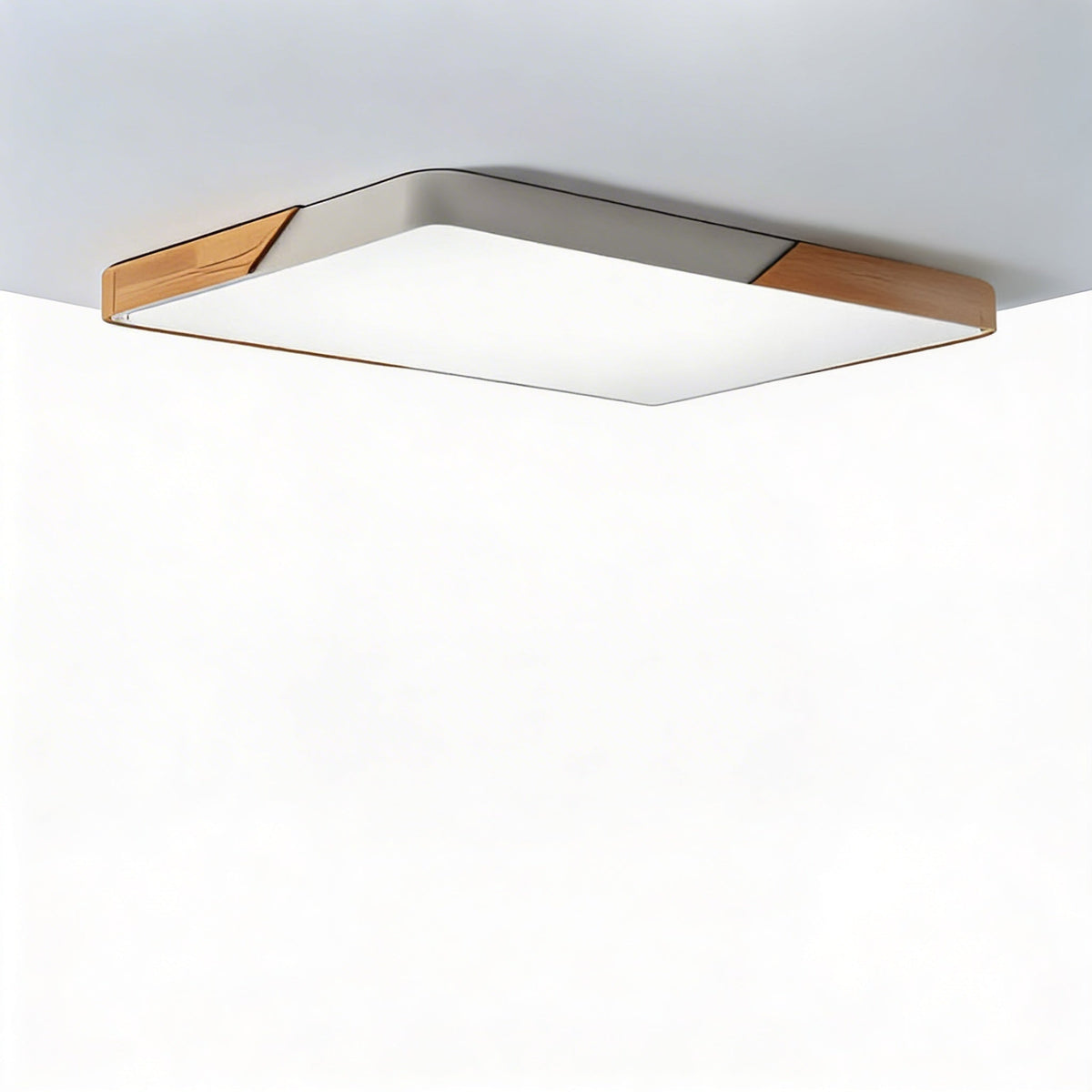 LED Ceiling Light with Wood Corners, Round or Square, Dimmable